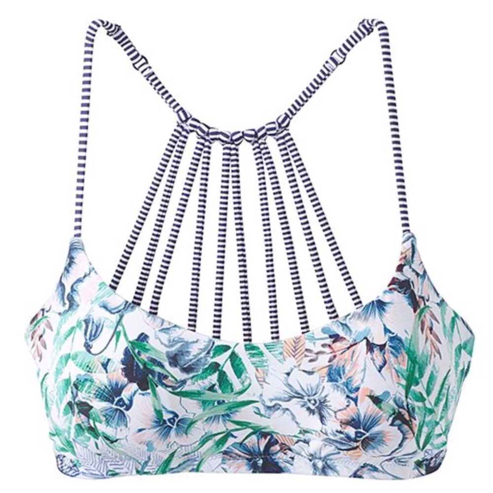 PRANA NWT Merrow Strappy Back Bikini Swim Top Floral Sz XL